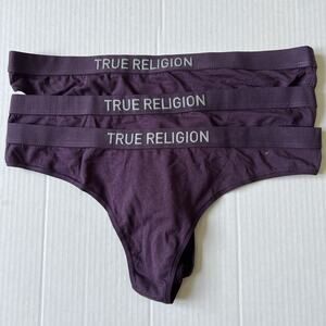True Religion Sz L Women's (3) Purple Thongs NWOT